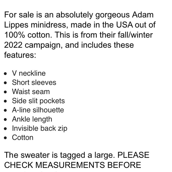 2022 NWT $1590 Adam Lippes Made USA Large White Cotton Midi Dress Ruffled V Neck - Picture 8 of 9